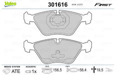 Sada brzdových platničiek kotúčovej brzdy VALEO 301616