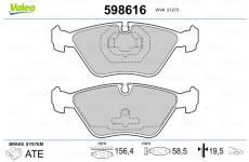 Sada brzdových platničiek kotúčovej brzdy VALEO 598616