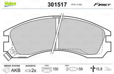Sada brzdových platničiek kotúčovej brzdy VALEO 301517