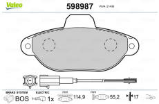 Sada brzdových destiček, kotoučová brzda VALEO 598987