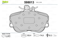 Sada brzdových platničiek kotúčovej brzdy VALEO 598013