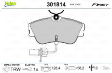Sada brzdových platničiek kotúčovej brzdy VALEO 301814