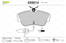 Sada brzdových destiček, kotoučová brzda VALEO 598814