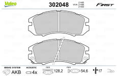 Sada brzdových destiček, kotoučová brzda VALEO 302048