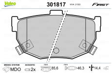 Sada brzdových destiček, kotoučová brzda VALEO 301817