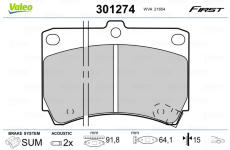 Sada brzdových platničiek kotúčovej brzdy VALEO 301274