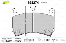 Sada brzdových platničiek kotúčovej brzdy VALEO 598274