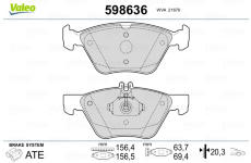 Sada brzdových destiček, kotoučová brzda VALEO 598636