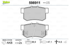 Sada brzdových destiček, kotoučová brzda VALEO 598911