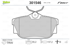 Sada brzdových destiček, kotoučová brzda VALEO 301546