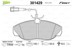 Sada brzdových platničiek kotúčovej brzdy VALEO 301429