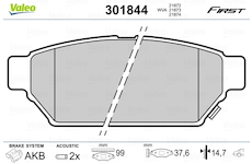 Sada brzdových destiček, kotoučová brzda VALEO 301844