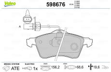 Sada brzdových destiček, kotoučová brzda VALEO 598676