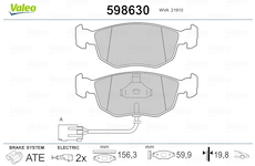 Sada brzdových destiček, kotoučová brzda VALEO 598630