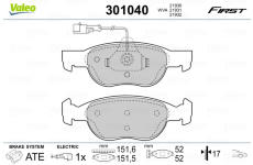 Sada brzdových destiček, kotoučová brzda VALEO 301040