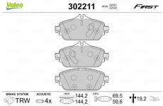 Sada brzdových platničiek kotúčovej brzdy VALEO 302211