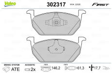 Sada brzdových destiček, kotoučová brzda VALEO 302317