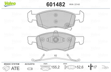 Sada brzdových destiček, kotoučová brzda VALEO 601482