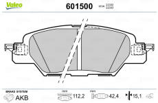 Sada brzdových destiček, kotoučová brzda VALEO 601500
