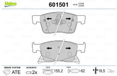 Sada brzdových destiček, kotoučová brzda VALEO 601501