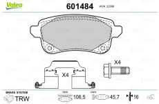Sada brzdových destiček, kotoučová brzda VALEO 601484
