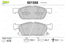 Sada brzdových destiček, kotoučová brzda VALEO 601588