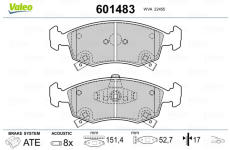 Sada brzdových destiček, kotoučová brzda VALEO 601483