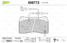 Sada brzdových platničiek kotúčovej brzdy VALEO 598772