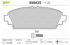 Sada brzdových destiček, kotoučová brzda VALEO 598435