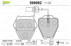 Sada brzdových platničiek kotúčovej brzdy VALEO 598992