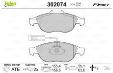 Sada brzdových destiček, kotoučová brzda VALEO 302074