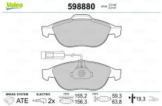 Sada brzdových platničiek kotúčovej brzdy VALEO 598880