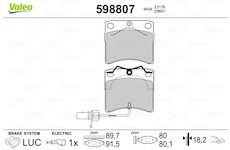 Sada brzdových destiček, kotoučová brzda VALEO 598807