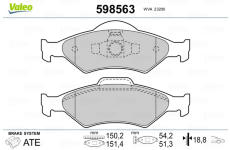 Sada brzdových destiček, kotoučová brzda VALEO 598563