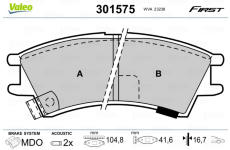 Sada brzdových platničiek kotúčovej brzdy VALEO 301575