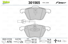 Sada brzdových platničiek kotúčovej brzdy VALEO 301565