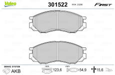 Sada brzdových destiček, kotoučová brzda VALEO 301522