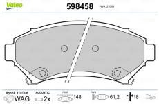 Sada brzdových destiček, kotoučová brzda VALEO 598458