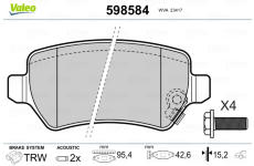 Sada brzdových destiček, kotoučová brzda VALEO 598584