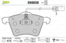 Sada brzdových destiček, kotoučová brzda VALEO 598858