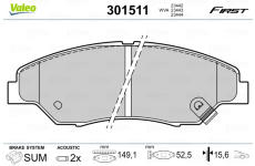 Sada brzdových destiček, kotoučová brzda VALEO 301511