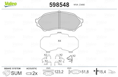 Sada brzdových destiček, kotoučová brzda VALEO 598548