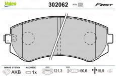 Sada brzdových destiček, kotoučová brzda VALEO 302062