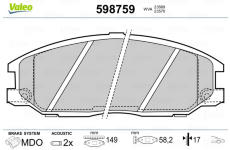 Sada brzdových platničiek kotúčovej brzdy VALEO 598759