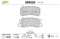Sada brzdových platničiek kotúčovej brzdy VALEO 598520