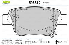 Sada brzdových destiček, kotoučová brzda VALEO 598812