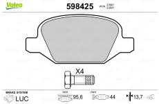 Sada brzdových destiček, kotoučová brzda VALEO 598425