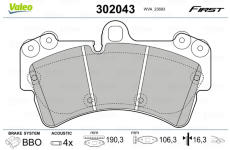 Sada brzdových platničiek kotúčovej brzdy VALEO 302043
