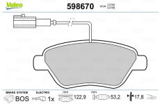 Sada brzdových destiček, kotoučová brzda VALEO 598670