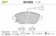 Sada brzdových destiček, kotoučová brzda VALEO 601069